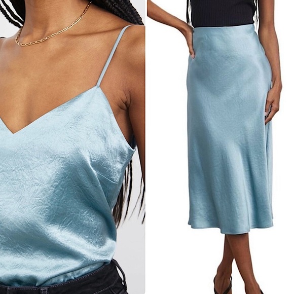 Rails SET | Crushed Satin Skirt Set | Anya Midi Skirt + Paola Tank Tide Size M - Picture 1 of 16